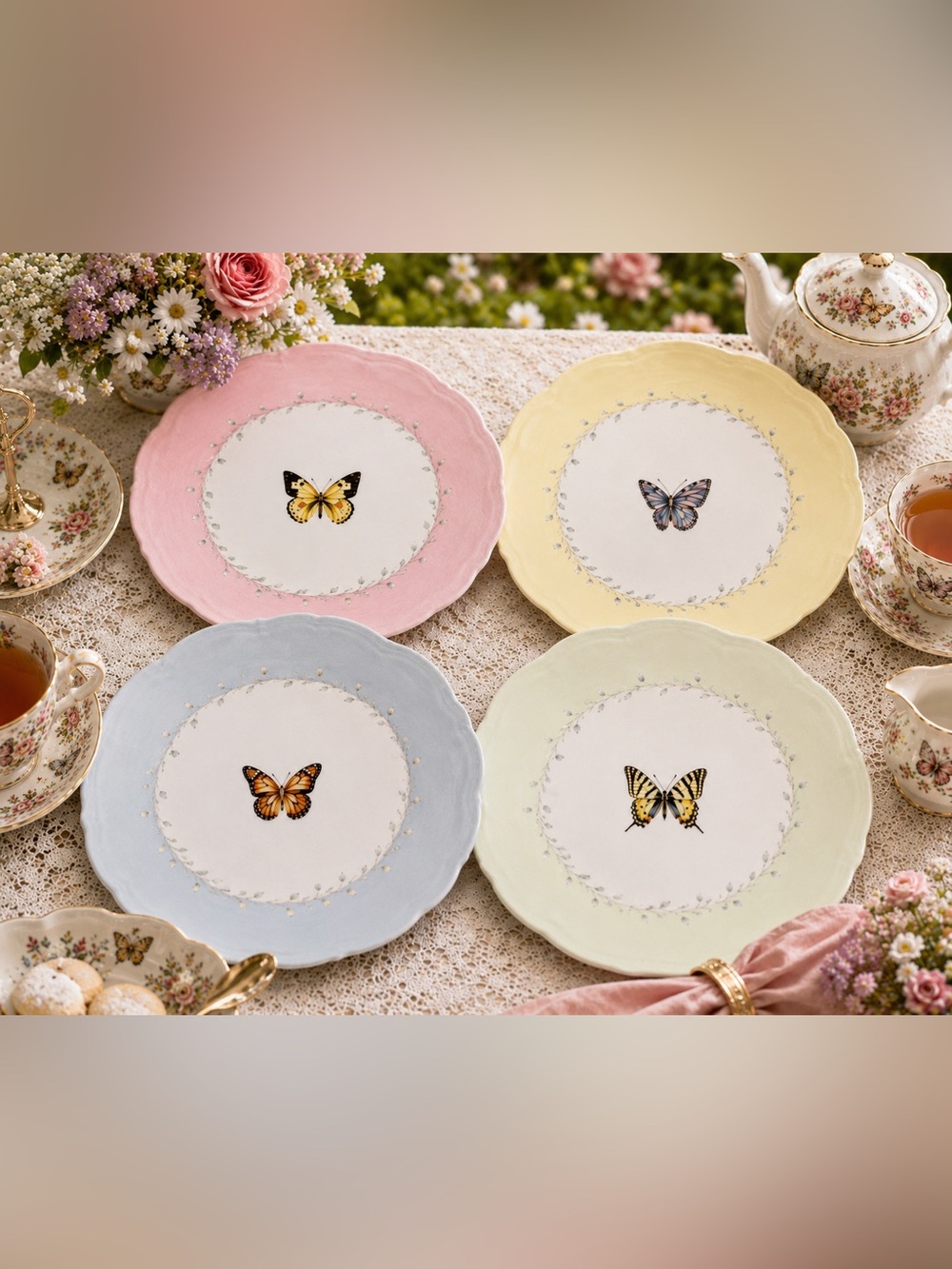 Lenox Butterfly Meadow Dessert/Salad Plates – Set of 4 – Louise Le Luyer